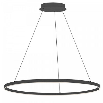 Dainolite Circulo Chandelier 63w Matte Black Finish White Acrylic Diffuser Lamp|Lustre Circulo de Dainolite en acrylique blanc qui diffuse la lumière, avec fini noir mat et ampoule de 63 W