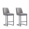Serena Modern Metal Upholstered Counter Stool in Taupe - Set of 2 Bar Stool