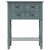 Olivia Solid Wood Console Table With Drawers And Bottom Shelf - Blue