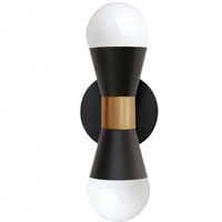 Dainolite Fortuna 2 Light Wall Sconce Matte Black & Aged Brass Lamp