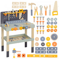 Qaba Kids Workbench, Kids Tool Set, 49 Piece Kids Tool Bench, Pretend Play Construction Workshop Toy