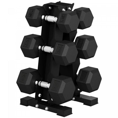 Soozier 120lbs Hex Dumbbell Weight Set with Vertical Rack for Home Gym