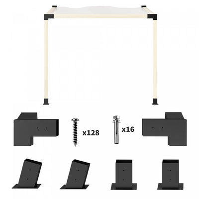 Outsunny Pergola Brackets, 15° Slanted Roof Pergola Bracket Kit, Black