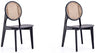 Manhattan Comfort Set of 2 Versailles Round Dining Chairs - Black & Natural Cane