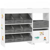 Qaba Toy Storage Organizer, Montessori-Inspired Kids BookShelf with 11 Non-Woven Fabric Boxes, Storage Cabinet & Shelves, Toy Shelf for Kids Room, Nursery, Playroom, White