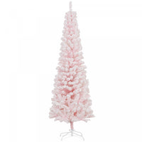 Homcom Snow Flocked Pencil Christmas Tree Slim Artificial Christmas Tree