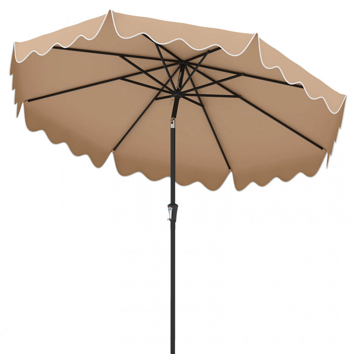 Costway 9 FT Patio Umbrella 2-Tier Market Table Umbrella with Sun-Protective Canopy Brown