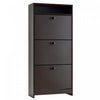 HOMCOM Narrow Shoe Storage Cabinet w/ 3 Flip Doors and Open Shelf, Coffee