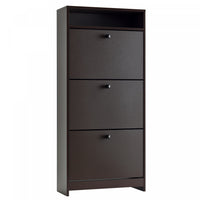 HOMCOM Narrow Shoe Storage Cabinet w/ 3 Flip Doors and Open Shelf, Coffee