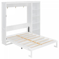 Jessie Space-Saving Multi-Functional Wall Bed with Shelves,Queen Size,White Queen Bed 
