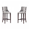 Fifth Avenue Traditional Wood Upholstered Barstool in Light Gray - Set of 2
