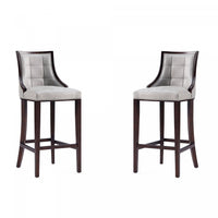 Fifth Avenue Traditional Wood Upholstered Barstool in Light Gray - Set of 2