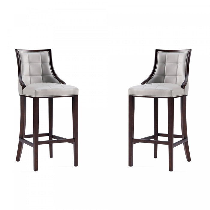 Fifth Avenue Traditional Wood Upholstered Barstool in Light Gray - Set of 2