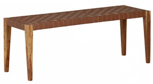 Balka Woven Leather Bench - Brown