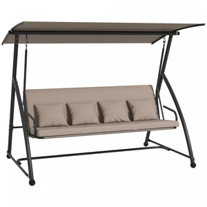 Outsunny 3 Seater Porch Swing Convertible Swing Chair Bed Cushioned Brown