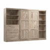 Bestar Pur Full Murphy Shelving and Drawers 120-Inch Wall Bed - Rustic Brown