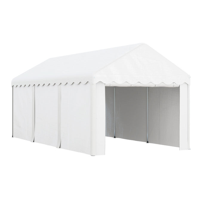 Outsunny 10 X 20ft Carport, Portable Garage With 2 Roll-up Doors, White