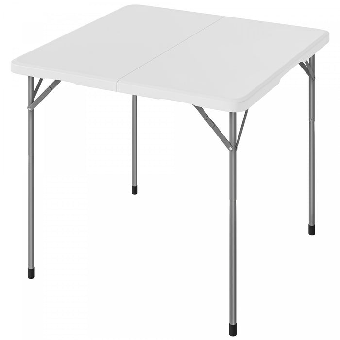 Outsunny Folding Picnic Table 34\" x 34\" Indoor Outdoor Use, White