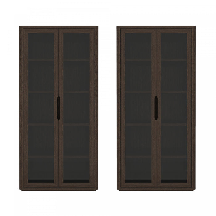 Rivington Modern 38\" Bookcase Cabinet in Walnut - Set of 2