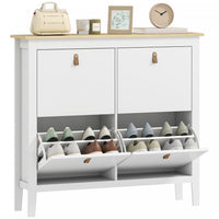 HOMCOM Shoe Cabinet with 4 Flip Drawers, Narrow Shoe Storage Cabinet
