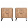 Dumbo Modern 20\" Fluted Nightstand in Golden Brown (2-Drawer) - Set of 2