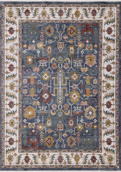 Olivia Blue Modern Tribal Inspired Border Rug, 7'10\" x 10'2\" Indoor Area Rug