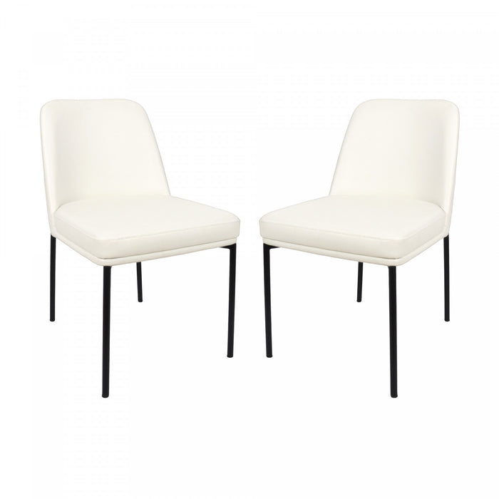 Loft Contemporary Vegan Leather Metal Side Chair in Ivory - Set of 2