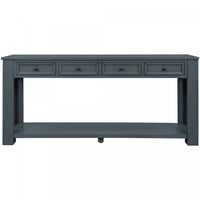Gracie Solid Wood Console Table With Drawers And Shelf - Navy 