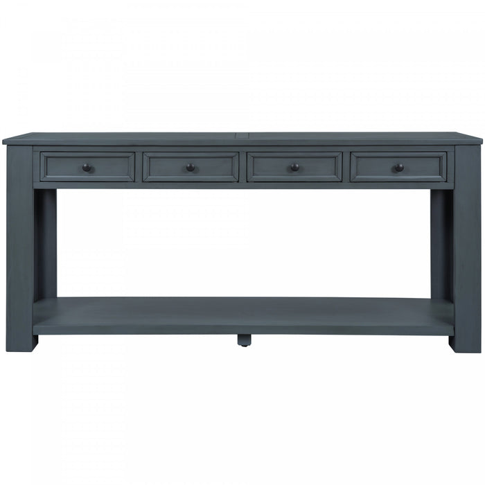Gracie Solid Wood Console Table With Drawers And Shelf - Navy