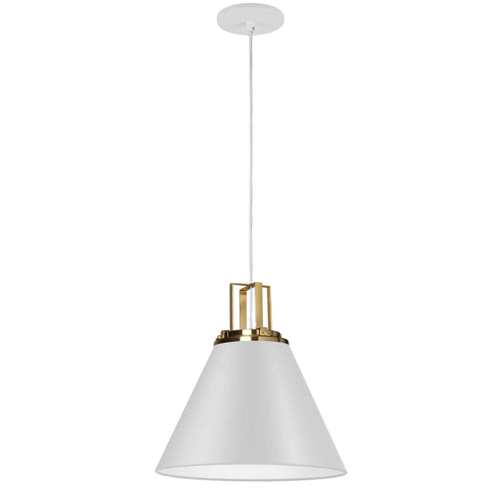 Dainolite Sonus 1 Light Pendant Matte White Aged Brass Accent Lamp