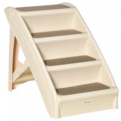 Pawhut 4-level Portable Dog Stairs, Foldable Dog Steps For Small Dogs, Lightweight Cat Steps, With N|Pawhut Escalier Portable A 4 Niveaux Pour Animaux, Rampe Pliable Pour Chiens, Escaliers Pour Chats,