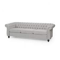 Colin Fabric 3 Seater Sofa With Tufted Back And Nailhead Trim - Grey 