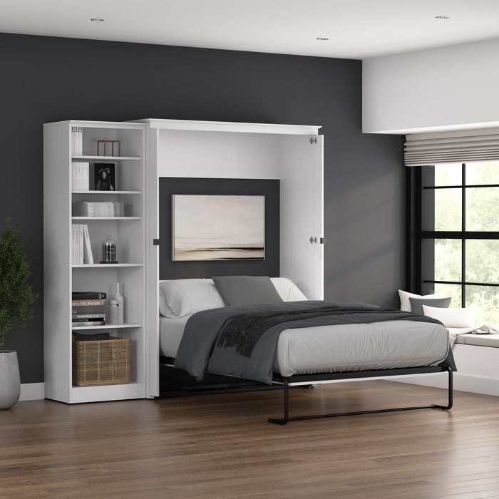 Bestar Key West Full Murphy Bed with Closet Organizer (88 W) - Pure White Oak