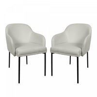 Loft Contemporary Vegan Leather Metal Armchair in Stone Gray - Set of 2 