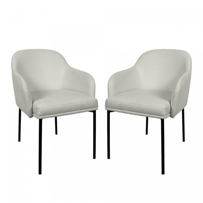 Loft Contemporary Vegan Leather Metal Armchair in Stone Gray - Set of 2