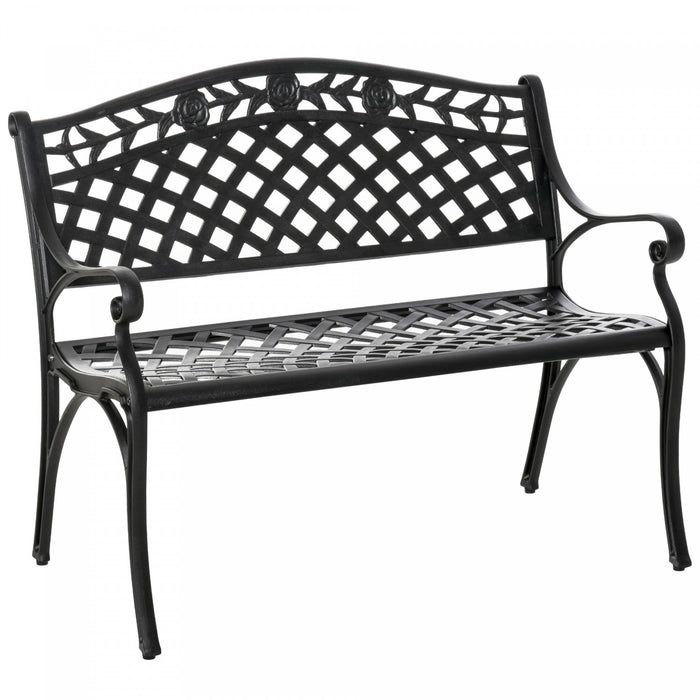 Outsunny 2-seater Aluminum Garden Bench Outdoor Loveseat Chair