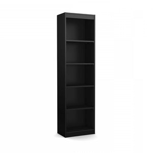 Axess 5-Shelf Narrow Bookcase - Pure Black