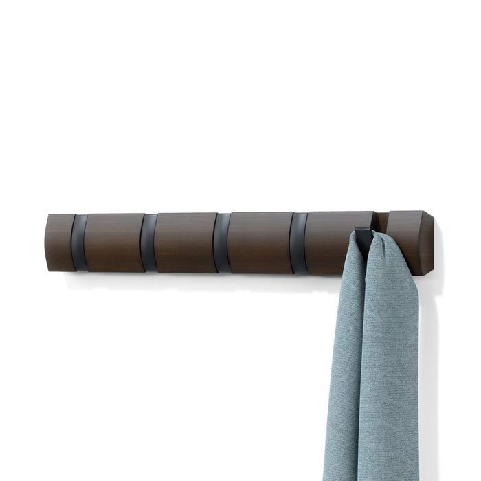 Umbra 5 Flip Wall-Mounted Hooks - Black and Walnut