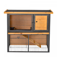 Pawhut Rabbit Hutch Pet House Bunny Cage Small Animal Habitat With Asphalt Openable Roof For Outdoor