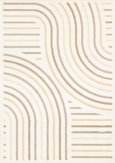 Forte Cream Beige Brown Curvy Lines Area Rug - 7'9" x 10'6"|Carpette Forte crème, beige et brune à motif de lignes courbées - 7 pi 9 po x 10 pi 6 po