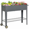 Outsunny 41\" X 15\" X 32\" Elevated Planter Box With Legs Raised Garden Bed Elevated With 2 Wheels, Bottom Shelf For Storing Tools, & Water Drainage Hole, Grey