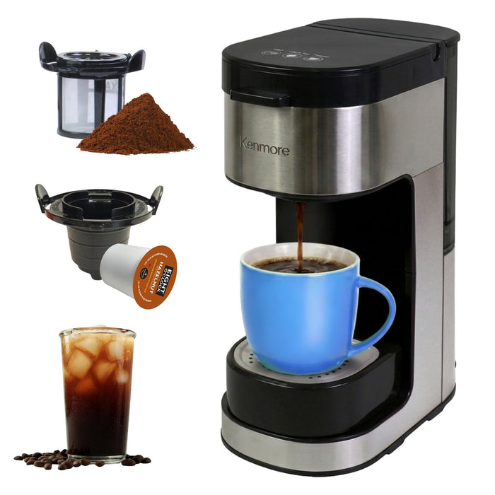 Kenmore Single Serve Coffee Maker with Travel Mug – Black - KKCMKCM-B
