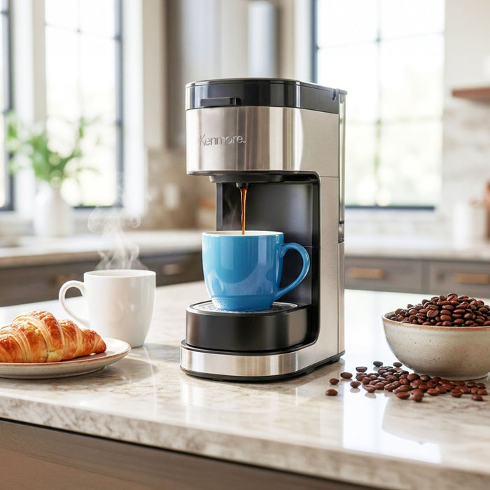 Kenmore Single Serve Coffee Maker with Travel Mug – Black - KKCMKCM-B