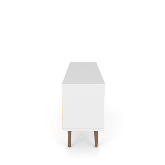 Manhattan Comfort Liberty 53.14\" Mid-Century Modern TV Stand with 5 Shelves & 1 Door - White