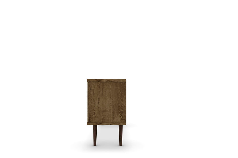 Manhattan Comfort Liberty 53.14\" Mid-Century Modern TV Stand with 5 Shelves & 1 Door - Rustic Brown & Yellow