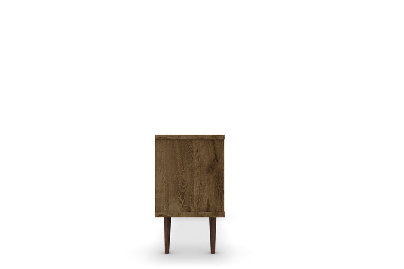 Manhattan Comfort Liberty 53.14\" Mid-Century Modern TV Stand with 5 Shelves & 1 Door - Rustic Brown & Yellow