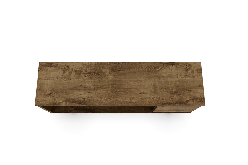 Manhattan Comfort Liberty 53.14\" Mid-Century Modern TV Stand with 5 Shelves & 1 Door - Rustic Brown & Yellow