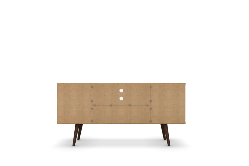 Manhattan Comfort Liberty 53.14\" Mid-Century Modern TV Stand with 5 Shelves & 1 Door - Rustic Brown & Yellow