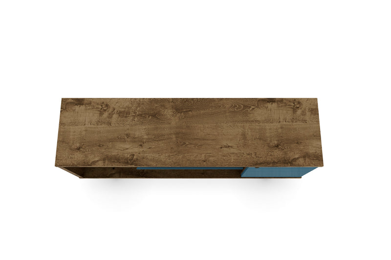 Manhattan Comfort Liberty 53.14\" Mid-Century Modern TV Stand with 5 Shelves & 1 Door - Rustic Brown