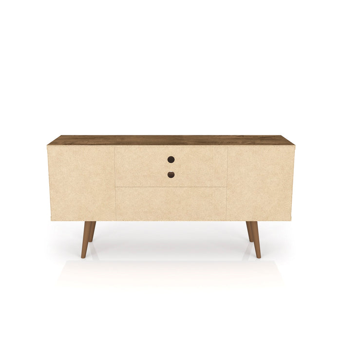 Manhattan Comfort Liberty 53.14\" Mid-Century Modern TV Stand with 5 Shelves & 1 Door - Brown